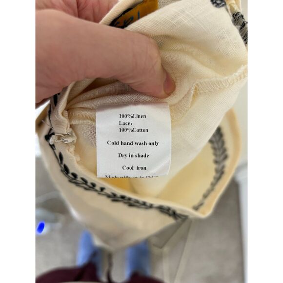 VRG GRL 100% Linen Skirt Women's 4 Midi embroidered boho spring fairy NEW - Picture 9 of 11